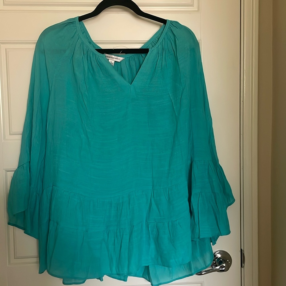 Counterparts Flowy Top- Turquoise